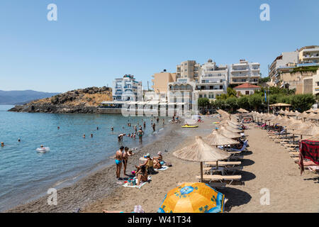 Agios Nikolaos beach, Crete, Greece Stock Photo