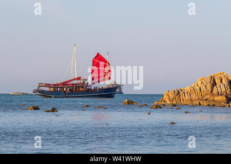 Pirate style boat transporting tourists on a cruise on Koh Samui island in Thailand Stock Photo