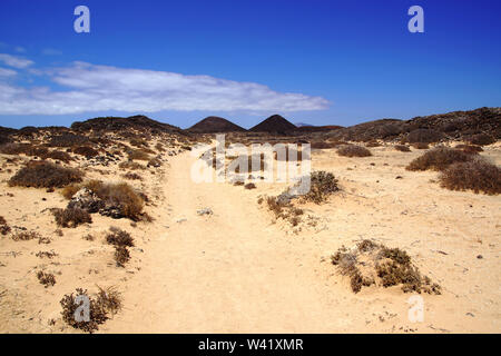 The volcanic landscape of Isla de Lobos in Fuerteventura, Spain Stock Photo