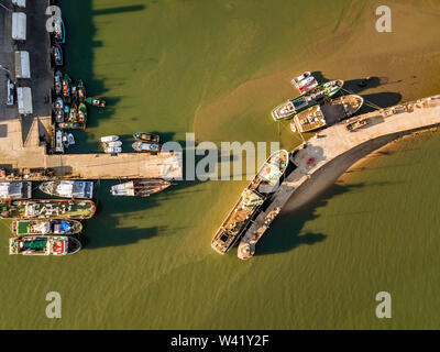 The architectural pattern of exit from the port in Maputo from above, Mozambique Stock Photo