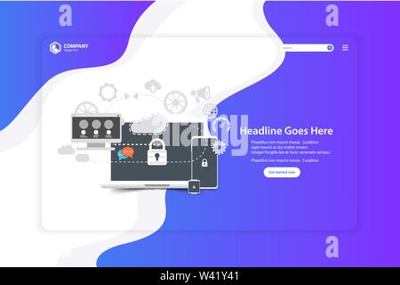 Flat Design Website Landing Page Vector Template Stock Vector