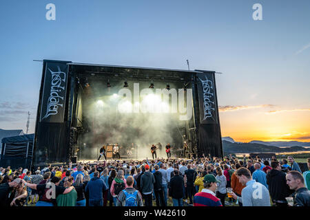 Uskedalen, Norway - June 28th, 2019. The Norwegian black metal and heavy metal band Kvelertak performs a live concert during the Norwegian music festival Festidalen 2019. (Photo credit: Gonzales Photo - Jarle H. Moe). Stock Photo