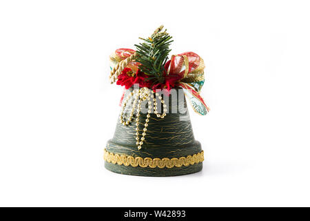 Green christmas bell isolated on white background. Stock Photo