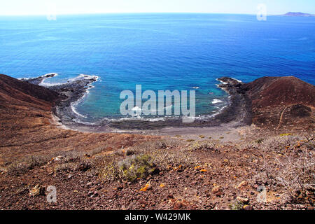 The crater of the volcano 'La Caldera' on Isla de Lobos in Fuerteventura, Spain Stock Photo