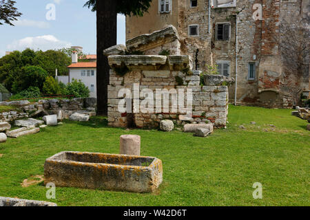 Roman ruins within town,Porec,Istria,Croatia Stock Photo