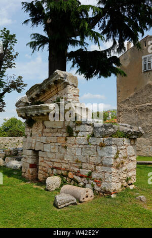 Roman ruins within town,Porec,Istria,Croatia Stock Photo