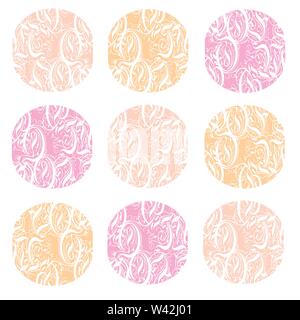 Candy sweet pattern with pink ornamented circles Stock Vector