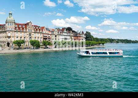 Konstanz, BW / Germany - 14. July 2019: passenger ship enters the Rhine River at Konstanz on Lake Constance Stock Photo