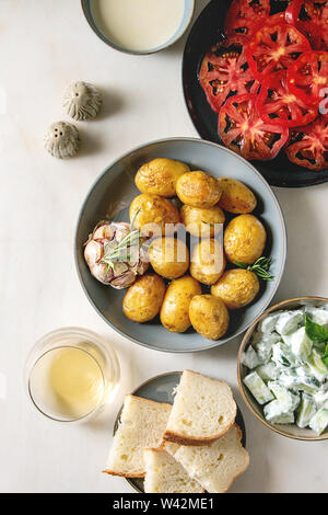 Young baked potatoes Stock Photo
