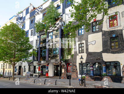 A street view of the Museum Hundertwasser in Vienna, Austria on a sunny summer day Stock Photo