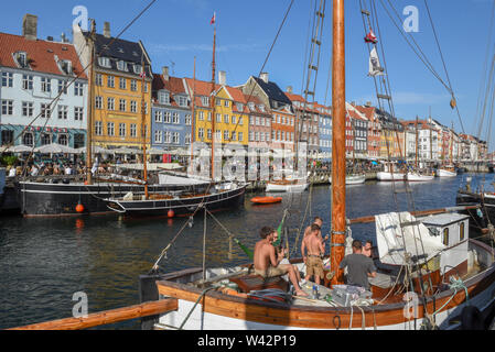 Copenhagen, Denmark -  25 June 2018: the Nyhavn canal at Copenhagen on Denmark Stock Photo