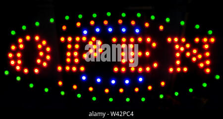 open neon sign Stock Photo