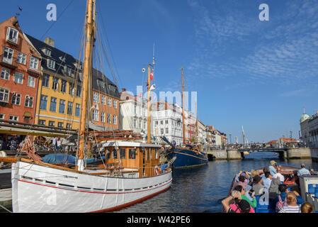 Copenhagen, Denmark -  25 June 2018: the Nyhavn canal at Copenhagen on Denmark Stock Photo