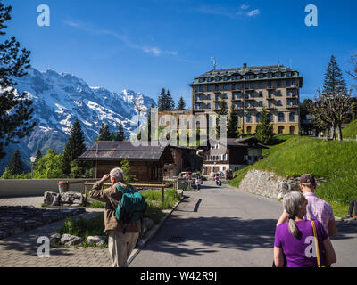 Mountain views from Murren in Switzerland Stock Photo