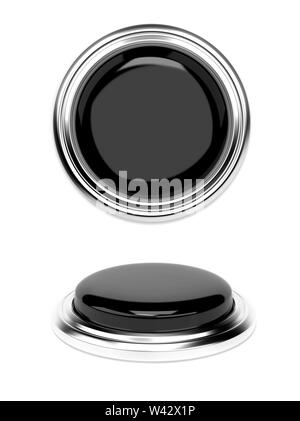 Black and white push buttons. Top view. 3d rendering illustration ...