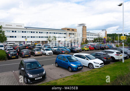 View of visitor car parks at the Royal Infirmary of Edinburgh, Scotland, UK Stock Photo