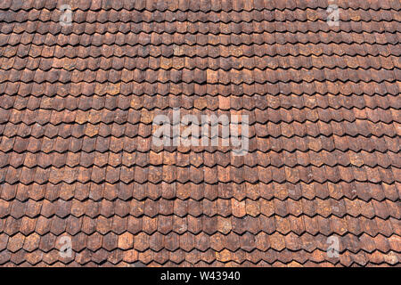 Old red brown tile roof Stock Photo