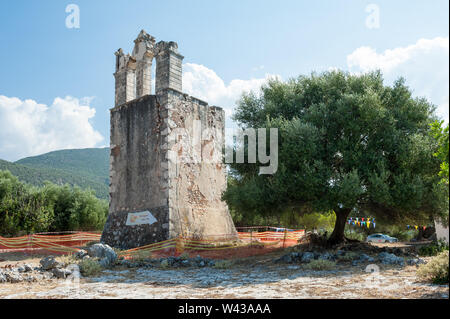 Old belfry near Agrilion Monasetery near Sami, Kefalonia, Ionian Islands, Greece, Europe Stock Photo