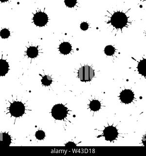 Paint splats blotches seamless pattern. Isolated on white background. Abstract grunge design elements of distress texture. Vector blots Stock Vector