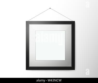 empty picture frame with shadow on wall vector illustration Stock Vector