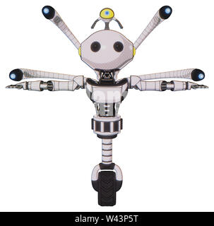 Android containing elements: oval wide head, small red led eyes, heavy ...