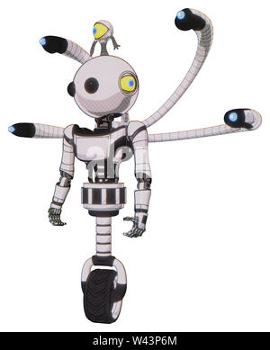 Android containing elements: oval wide head, small red led eyes, heavy ...