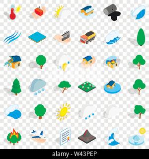 Tree icons set, isometric style Stock Vector