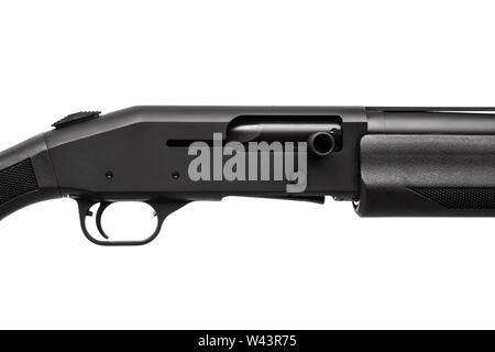 modern black shotgun isolated on white background Stock Photo