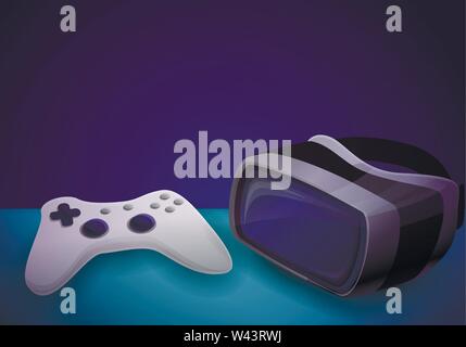 Video game console concept banner. Cartoon illustration of video game console vector concept banner for web design Stock Vector