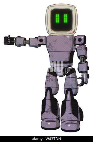 Robot containing elements: old computer monitor, pixel line eyes, light chest exoshielding, prototype exoplate chest, light leg exoshielding, stomper. Stock Photo