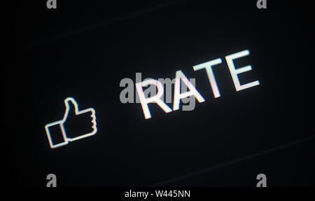 Rate icon on computer display Stock Photo
