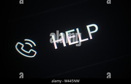 Help icon on computer display Stock Photo