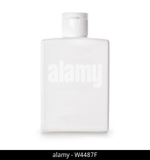 Plastic mockup white rectangular bottle isolated on white background Stock Photo