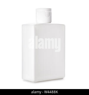 Plastic mockup white rectangular bottle isolated on white background Stock Photo
