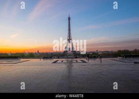 A view of Eiffel Tower with morning light from Palais de Chaillot in Paris, France Stock Photo