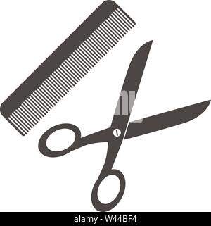 simple flat scissors and comb icon or symbol vector illustration Stock Vector