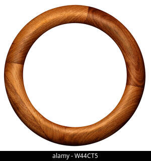 Contemporary Modern Wooden Circular Frame Isolated on White Stock Photo