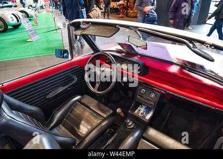 FRIEDRICHSHAFEN - MAY 2019: white BMW 02 1600 1967 cabrio at Motorworld Classics Bodensee on May 11, 2019 in Friedrichshafen, Germany. Stock Photo