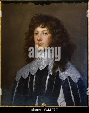 Colonel Lord Charles Cavendish (1620-1643) by Sir Anthony Van Dyck, 1637 - Oak Room, Chatsworth House - Derbyshire, England - Stock Photo