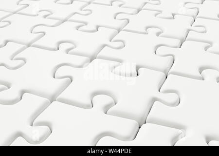 Blank Puzzles Arranged Neatly With White Background 3d Rendering