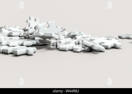 Scattered blank puzzles with white background, 3d rendering. Stock Photo by  ©vinkfan 286271134