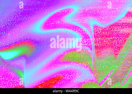 Holographic texture in rainbow colors, colorful iridescent surface. Holographic color wrinkled foil. Colored glitter. Shining background. Stock Photo
