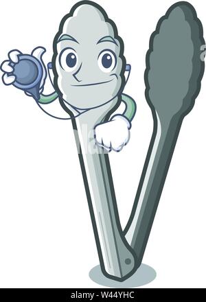 Doctor tongs isolated with in the mascot vector illustration Stock Vector