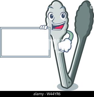With board tongs isolated with in the mascot vector illustration Stock Vector