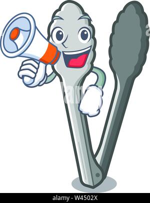 With megaphone tongs isolated with in the mascot vector illustration Stock Vector