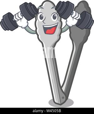 Fitness tongs isolated with in the mascot vector illustration Stock Vector