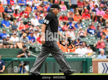 July 14, 2019: MLB umpire Tim Timmons #95 walks to the mound during an afternoon MLB game between the Houston Astros and the Texas Rangers at Globe Life Park in Arlington, TX Houston defeated Texas 12-4 Albert Pena/CSM Stock Photo