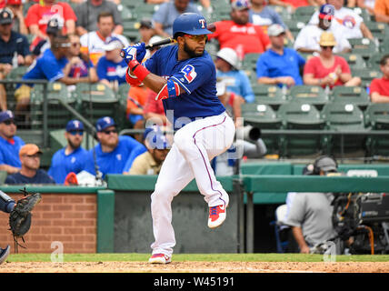 July 14, 2019: Texas Rangers first baseman Ronald Guzman #11 lunges to ...