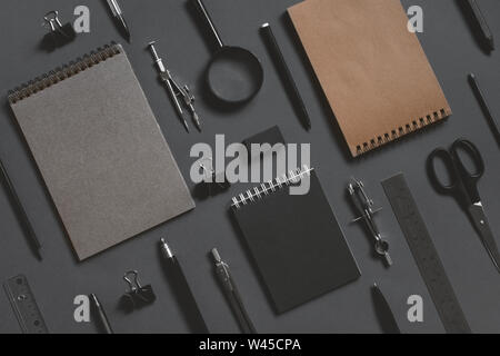 Flat lay composition with school or college supplies, copy space Stock Photo
