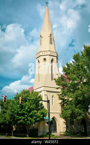 The impressive Saint John's Episcopal church in Montgomery, AL is an enduring landmark, and once had Jefferson Davis in the congregation Stock Photo